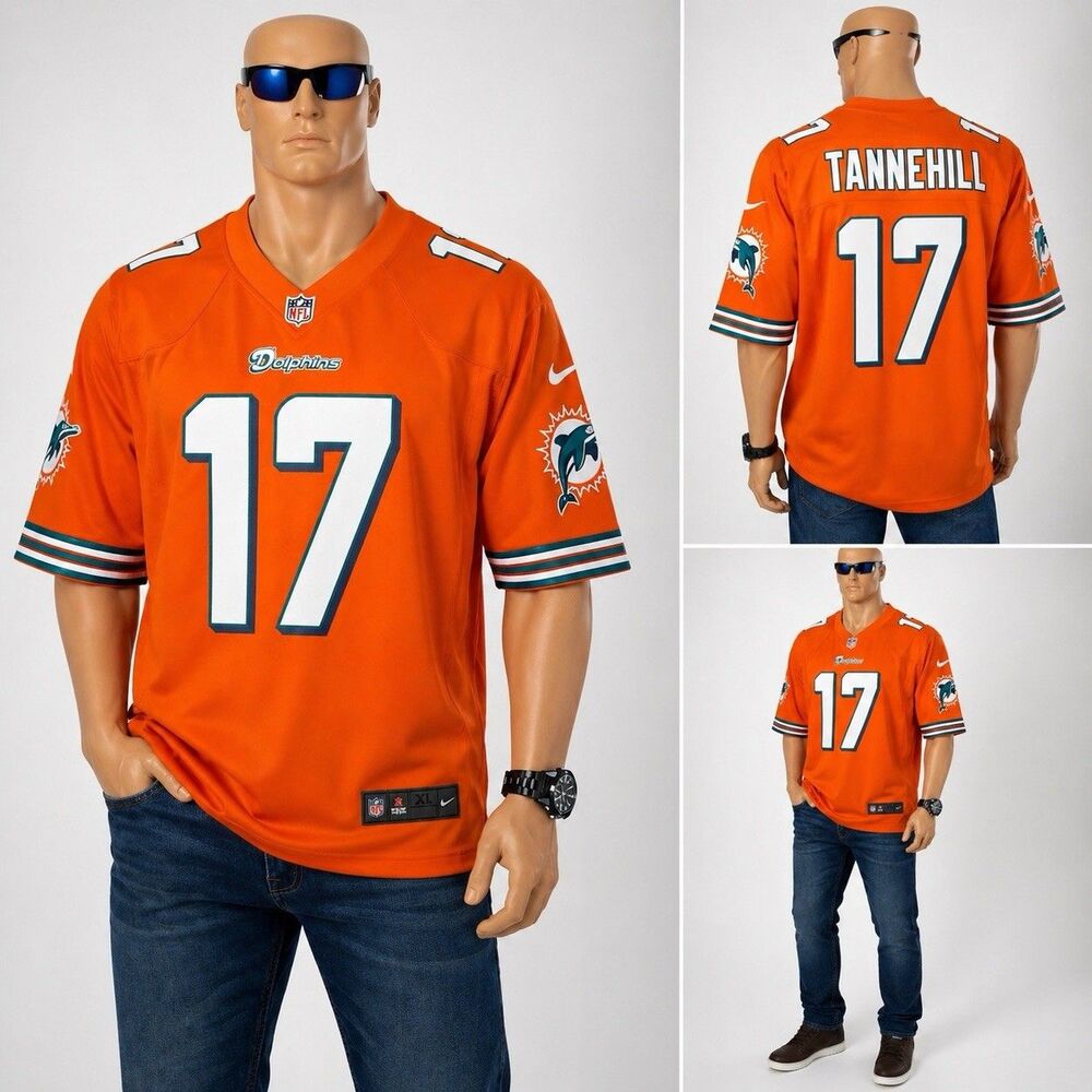 NIKE  Ryan Tannehill #17 Retro Orange Dolphins XL Mens Jersey NFL Field Loose FI